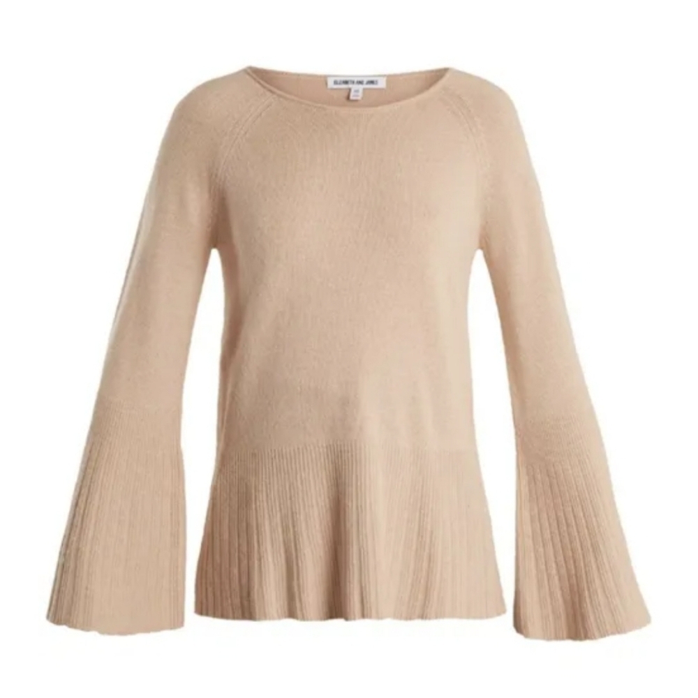 ELIZABETH & JAMES Clarette Bell Sleeve Sweater Wool Cashmere Ruffle Hem MEDIUM